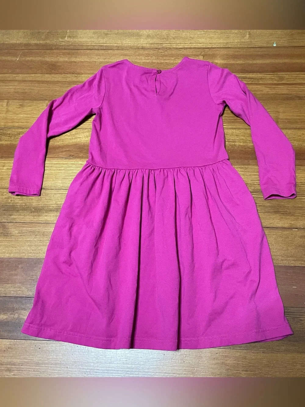 Primary Long Sleeve Pink Cotton Blend Twirl Dress with Pockets Size 8-9